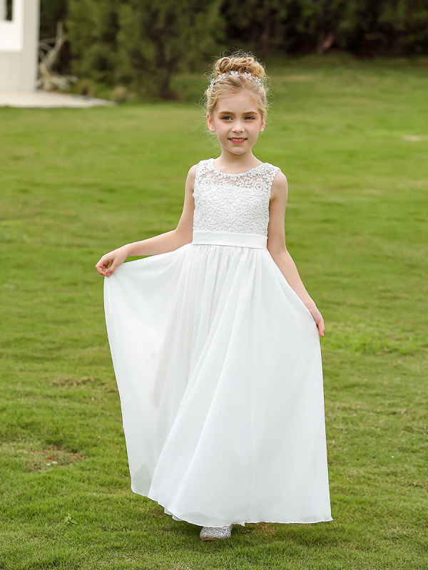 Letné nové európske a americké zahraničné obchodné cezhraničné detské svadobné šaty dámske šifónové jednoduché čipkované klavírne narodeninové princeznovské šaty