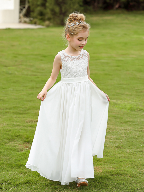 Letné nové európske a americké zahraničné obchodné cezhraničné detské svadobné šaty dámske šifónové jednoduché čipkované klavírne narodeninové princeznovské šaty