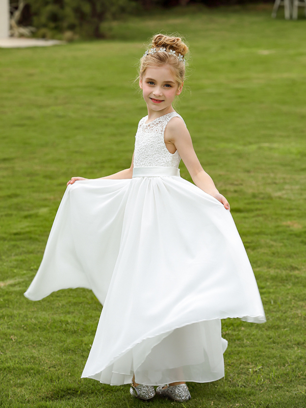 Letné nové európske a americké zahraničné obchodné cezhraničné detské svadobné šaty dámske šifónové jednoduché čipkované klavírne narodeninové princeznovské šaty