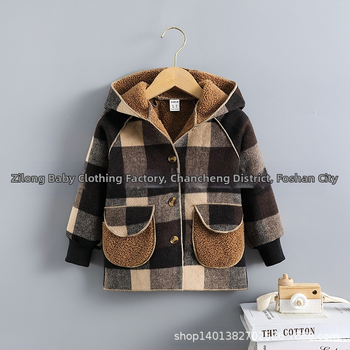 Zēnu rudens un ziemas vestern stila silts vilnas mētelis 2022. gada jauns meiteņu flīsa oderēts sabiezināts vidēja garuma jēra flīss