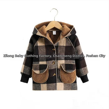 Zēnu rudens un ziemas vestern stila silts vilnas mētelis 2022. gada jauns meiteņu flīsa oderēts sabiezināts vidēja garuma jēra flīss