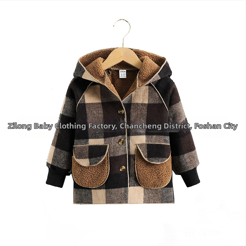 Есенно-зимно топло вълнено палто в западен стил за момчета 2022, ново за момичета, с полар, удебелено, средно дълго, от един агнешки полар