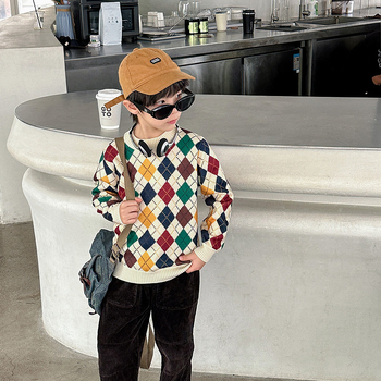 Πουλόβερ για αγόρια, φθινοπωρινό και χειμωνιάτικο, ζεστό, παχύρρευστο, πλεκτό, δυτικού τύπου, για αγόρια, μεσαίου και μεγάλου μεγέθους, μοντέρνο, παιδικό πλεκτό