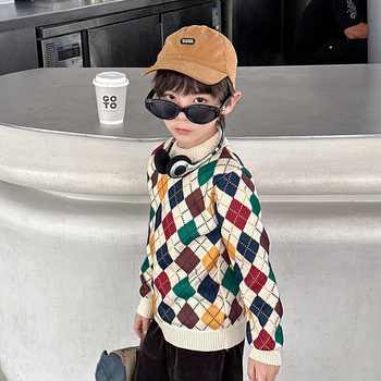 Πουλόβερ για αγόρια, φθινοπωρινό και χειμωνιάτικο, ζεστό, παχύρρευστο, πλεκτό, δυτικού τύπου, για αγόρια, μεσαίου και μεγάλου μεγέθους, μοντέρνο, παιδικό πλεκτό