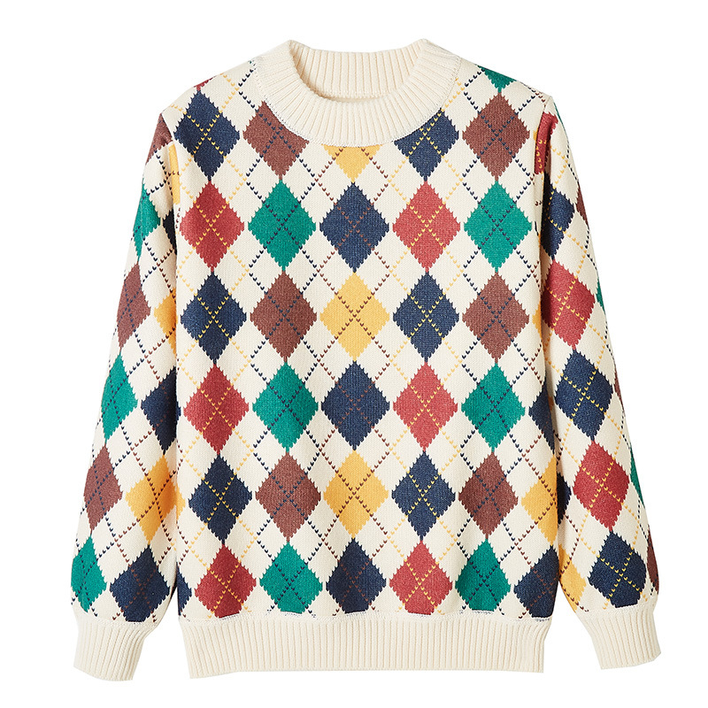 Dječji pulover s flis podstavom za jesen i zimu, zadebljani topli pulover za dječake u zapadnjačkom stilu, srednje i velike veličine, moderno pletivo