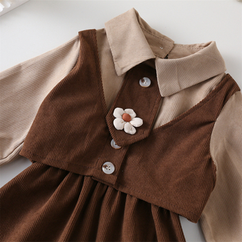 6619 Φόρεμα για κορίτσια Άνοιξη και Φθινόπωρο 2024 Νέα Παιδική Φούστα με Ραφή από Κορδούρι σε Στυλ Κολλεγίου Φούστα Πριγκίπισσας για κορίτσια