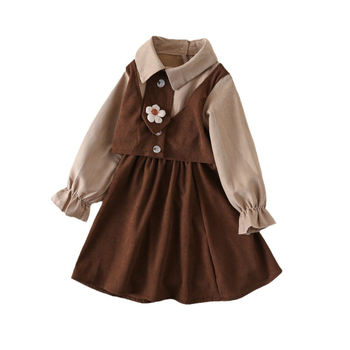 6619 Φόρεμα για κορίτσια Άνοιξη και Φθινόπωρο 2024 Νέα Παιδική Φούστα με Ραφή από Κορδούρι σε Στυλ Κολλεγίου Φούστα Πριγκίπισσας για κορίτσια