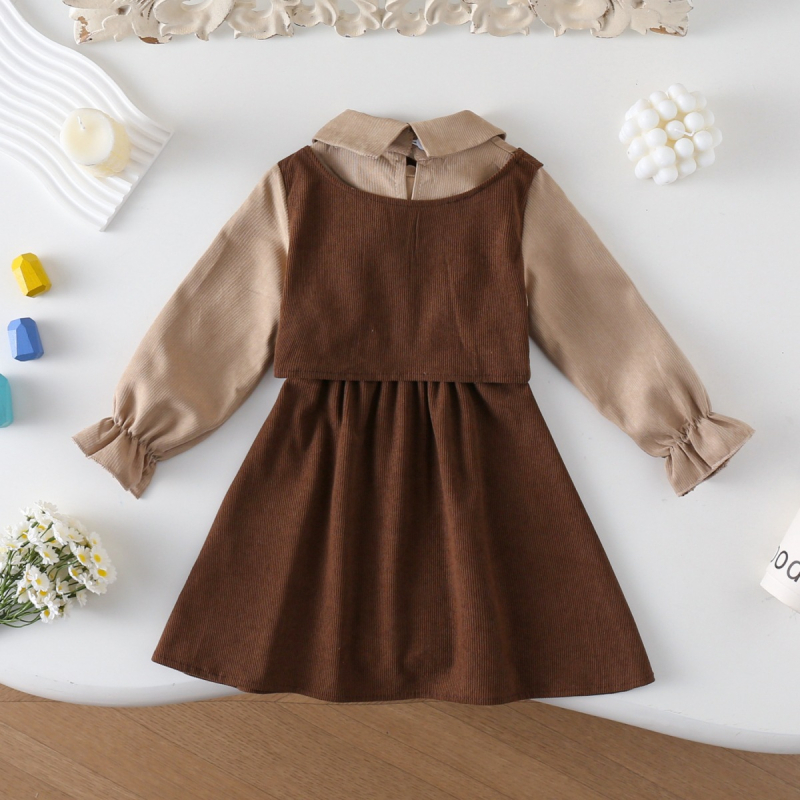 6619 Djevojačka proljetna i jesenska haljina 2024 Nova dječja studentska kordurojska suknja s prošivenim detaljima Djevojačka princezina suknja