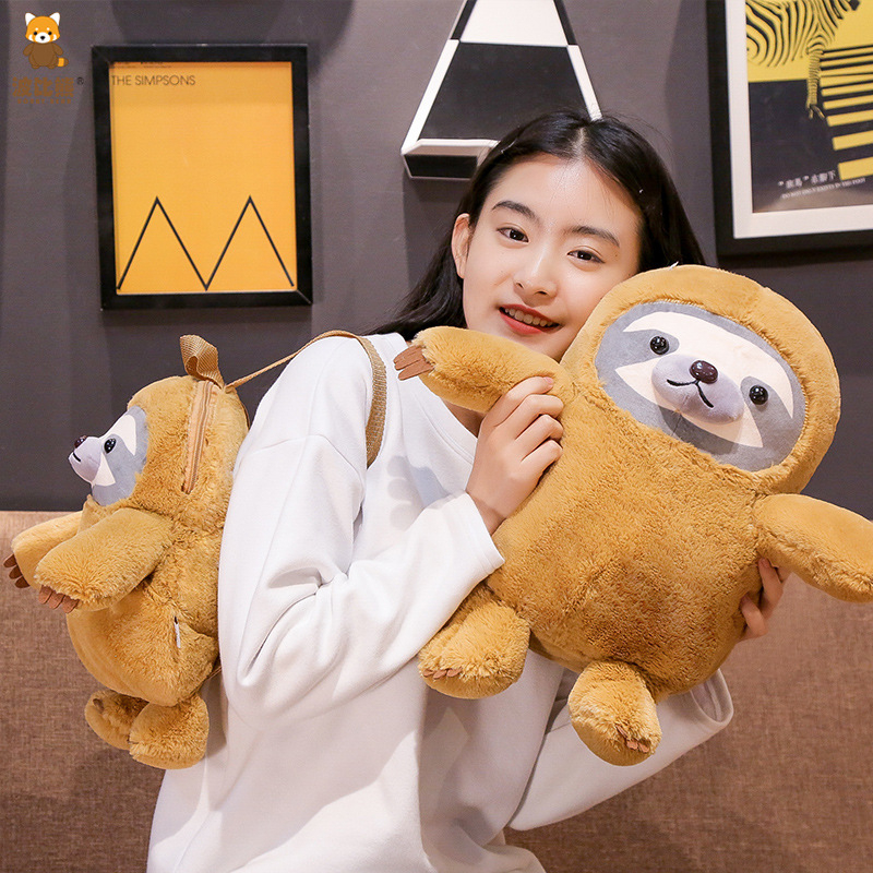 Bobby karu välgu-laiskloomaga koolikott, plush-nukk, eelkoolikott, lastele mõeldud plush-seljakott, piiriülene haaramisnukk