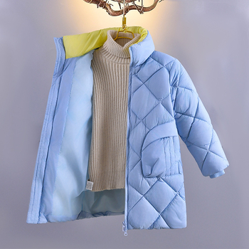 2025 Παιδικό μπουφάν με βαμβάκι για κορίτσια, ελαφρύ, μπουφάν με βαμβάκι για κορίτσια, μεσαίου μήκους γιακάς, κασκόλ με λουλούδια, κορεάτικο στυλ