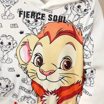 Παιδικό παντελόνι Crossborder INS για αγόρια και μωρά, άνοιξη και φθινόπωρο, με κουκούλα, με λιοντάρι, μακρυμάνικο τοπ, μοντέρνο