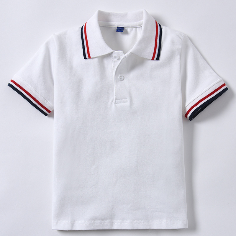 Tricou polo alb pentru copii, cu mânecă scurtă, cu rever, tricou mare pentru copii, din bumbac, fete, de vară, subțire, uniformă școlară, tricou