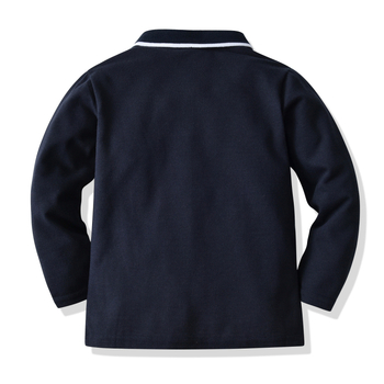 Пролетно-есенно детско облекло за момчета, поло тениска с дълъг ръкав, детска бебешка тениска с ревер, детски топ