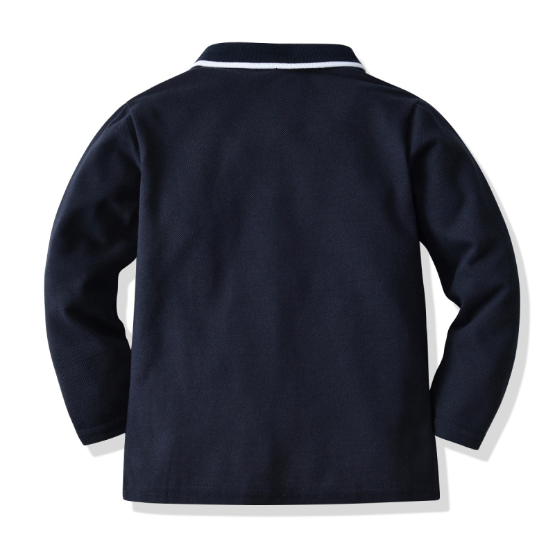 Пролетно-есенно детско облекло за момчета, поло тениска с дълъг ръкав, детска бебешка тениска с ревер, детски топ