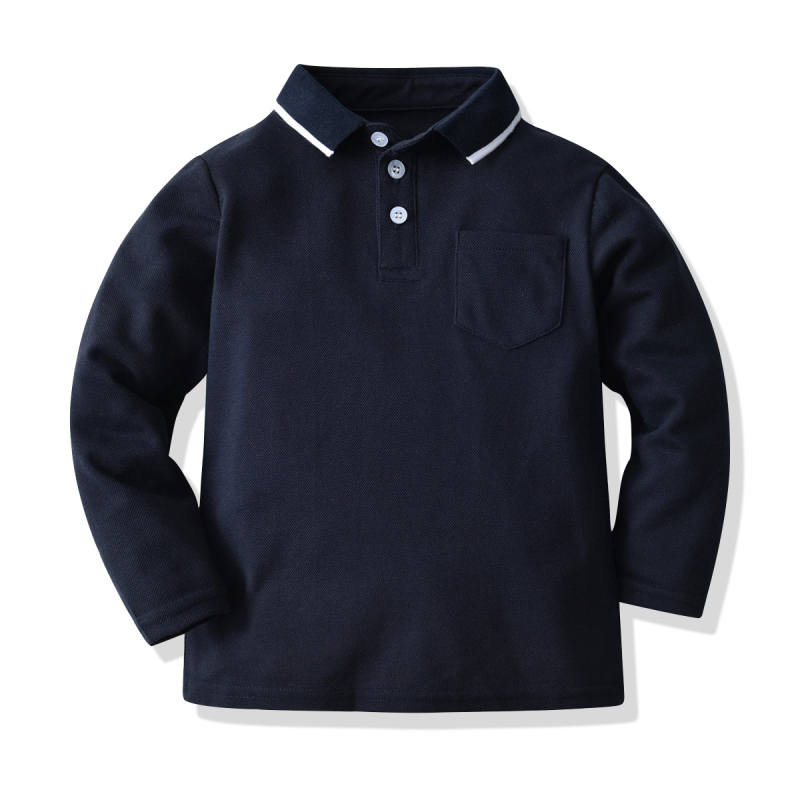Пролетно-есенно детско облекло за момчета, поло тениска с дълъг ръкав, детска бебешка тениска с ревер, детски топ