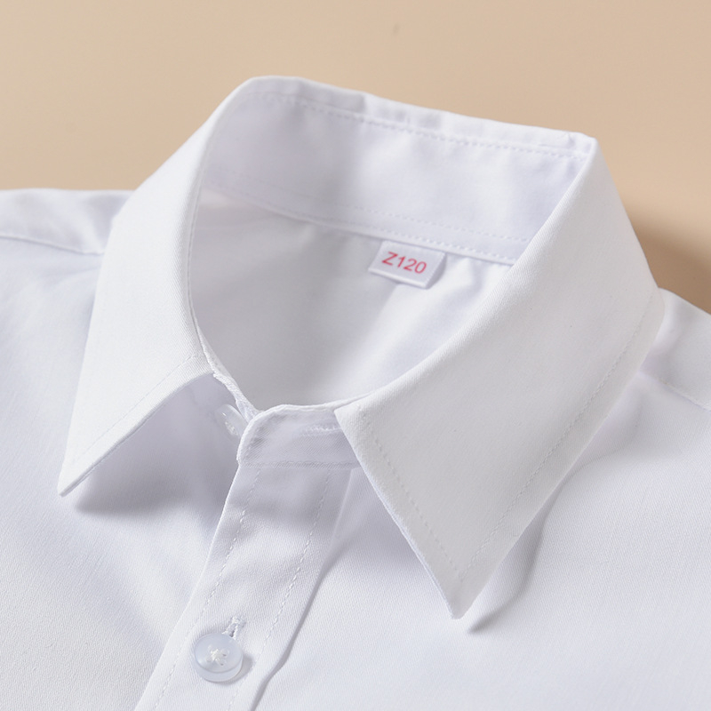 Laste valge särk poiste pikkade varrukatega bambuskiududest kevad- ja sügiskoolivorm algkooliõpilastele