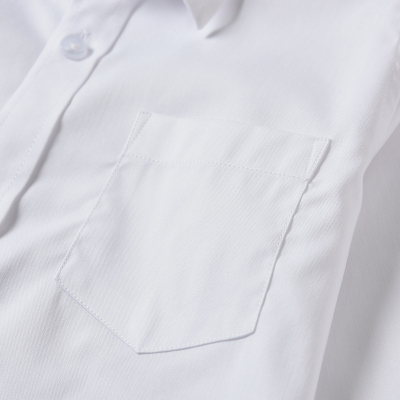 Laste valge särk poiste pikkade varrukatega bambuskiududest kevad- ja sügiskoolivorm algkooliõpilastele