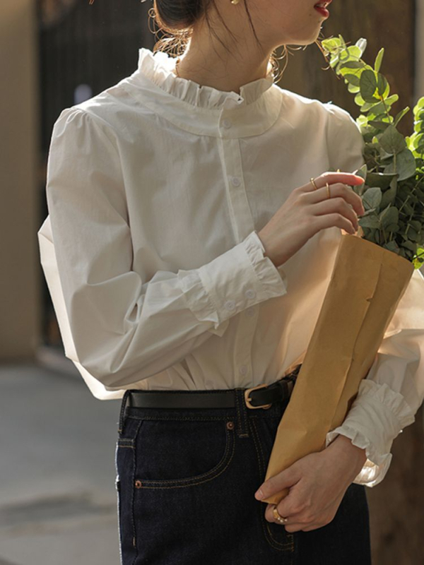 Bijela košulja s ovratnikom za žene, rano proljeće 2024., nova unutarnja podloga, elegantna košulja s kratkim rukavima