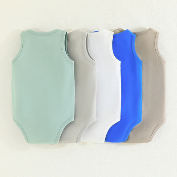 Αποκλειστικά καλοκαιρινά ρούχα για μωρά σε όλη τη χώρα, νέα μονόχρωμα αμάνικα ρούχα αναρρίχησης, απλή φόρμα για νεογέννητα, σετ 5 τεμαχίων