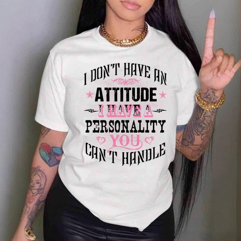 2025 Nové dámske tričko s cezhraničnou potlačou, Amazon, európske a americké dámske tričko s krátkym rukávom a okrúhlym výstrihom s potlačou písmen