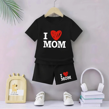 Letné tričko s krátkym rukávom a okrúhlym výstrihom, razením za tepla, s letným láskou a topom INS pre chlapcov a bábätká