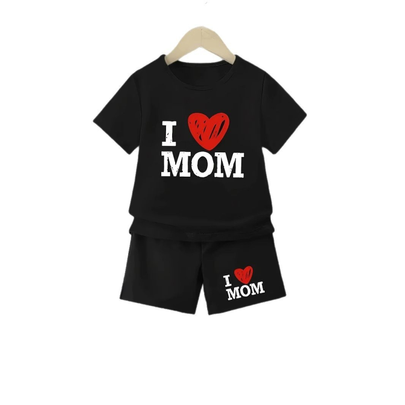 Letné tričko s krátkym rukávom a okrúhlym výstrihom, razením za tepla, s letným láskou a topom INS pre chlapcov a bábätká