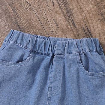 Παιδικό τζιν με λεπτή εμφάνιση, για μικρά και μεσαία κορίτσια, με δαντέλα και casual τελείωμα