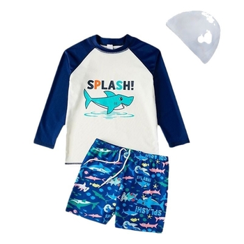 Novi dječji kupaći kostim s crtanim printom iz 2024., sportski kupaći kostim s dugim rukavima za dječake, veleprodaja