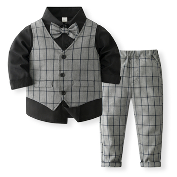 Παιδικό κοστούμι διασυνοριακού τύπου για αγόρια, όμορφο, ενός έτους, φόρεμα με λουλούδια, φθινόπωρο, παιδικό φόρεμα με πιάνο