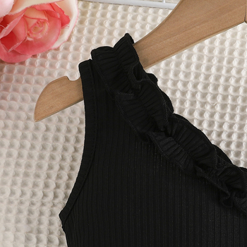 Αποκλειστικά σε όλη τη χώρα - Ασπρόμαυρο φόρεμα με τυπωμένα σχέδια για κορίτσια, σχέδιο με έναν ώμο, γλυκό και υπέροχο στυλ