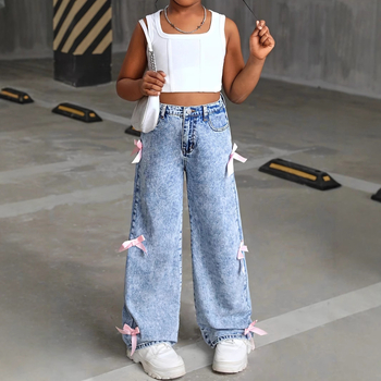 Piiriülesed eksklusiivsed Amazoni moetooted – uued trendikad lumehelveste mustriga lipsudega kaunistatud laiad püksid teismelistele tüdrukutele