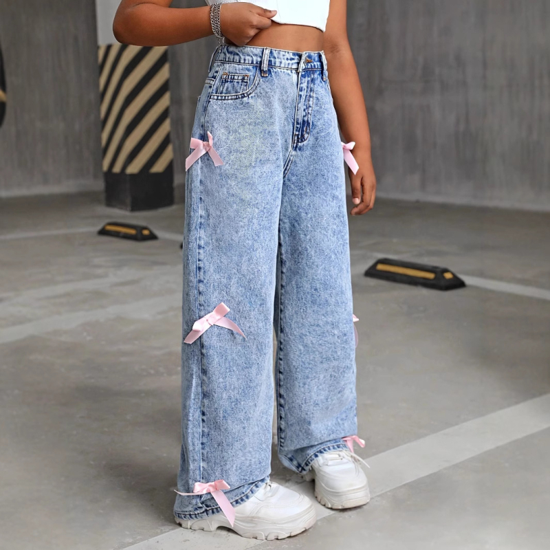 Piiriülesed eksklusiivsed Amazoni moetooted – uued trendikad lumehelveste mustriga lipsudega kaunistatud laiad püksid teismelistele tüdrukutele