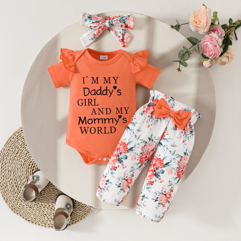 Prekogranična dječja majica kratkih rukava s trokutom, hlače, odijelo za djevojčicu, ljetni top s mašnom, cvijetom i figurom, ljubavne hlače