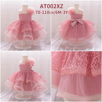 Rochie de prințesă pentru copii de un an, rochie lungă, rochie pompoasă din dantelă cu perle, rochie transfrontalieră pentru copii de un an, rochie pentru copii