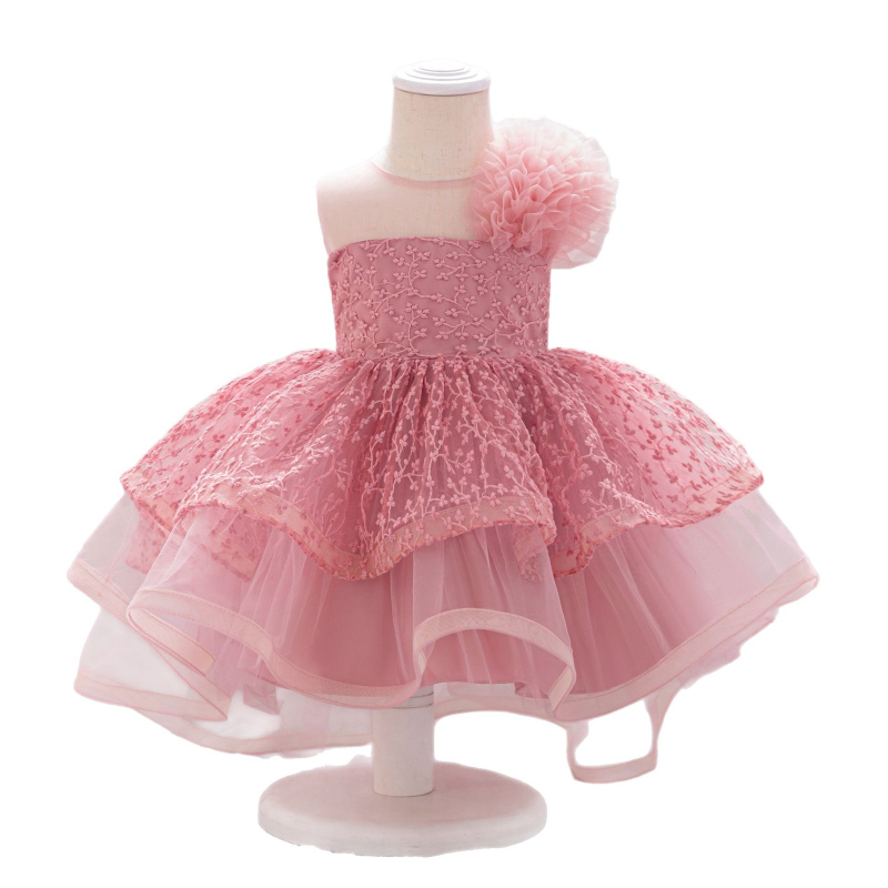 Rochie de prințesă pentru copii de un an, rochie lungă, rochie pompoasă din dantelă cu perle, rochie transfrontalieră pentru copii de un an, rochie pentru copii