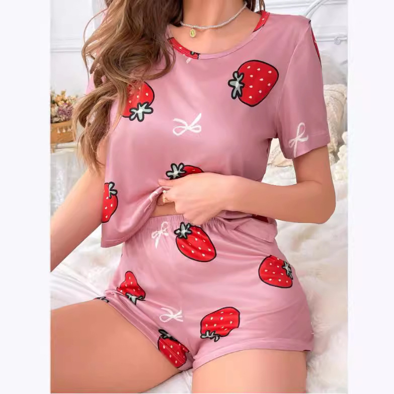 Amazon prekogranične europske i američke ženske pidžame novog stila s kratkim rukavima i printanim setom za kućnu upotrebu, pidžame u europskom i američkom stilu