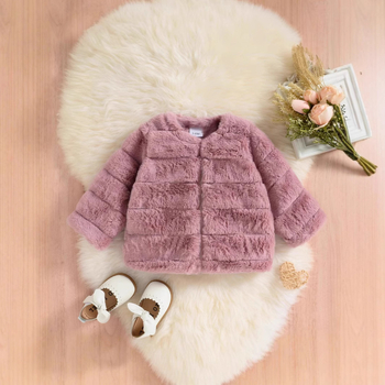 Bērnu apģērbs 2024. gadā Jauns bērnu kažokādas bērnu apģērbs, sabiezināts zīdaiņu tops, meiteņu virsdrēbes, silts rudens un ziemas apģērbs