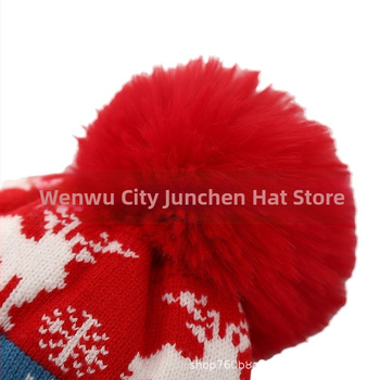Prekogranična europska i američka na zalihi Dječja božićna kapa s flis podstavom, zadebljana žakard vuna od losa, zimska topla pletena kapa od krzna