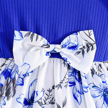 Διασυνοριακό αποκλειστικό καλοκαιρινό νέο φόρεμα με μανίκια που πετάει και τυπώνει λουλούδια σε σχήμα pit flower, κομψό χαριτωμένο φόρεμα για μωρά