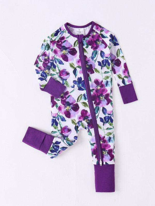 Bambusova vlakna za bebe Hakayama Super mekana Hakayama dječja odjeća za bebe Ljubičasti veliki cvijet Digitalni tisak Hakayama