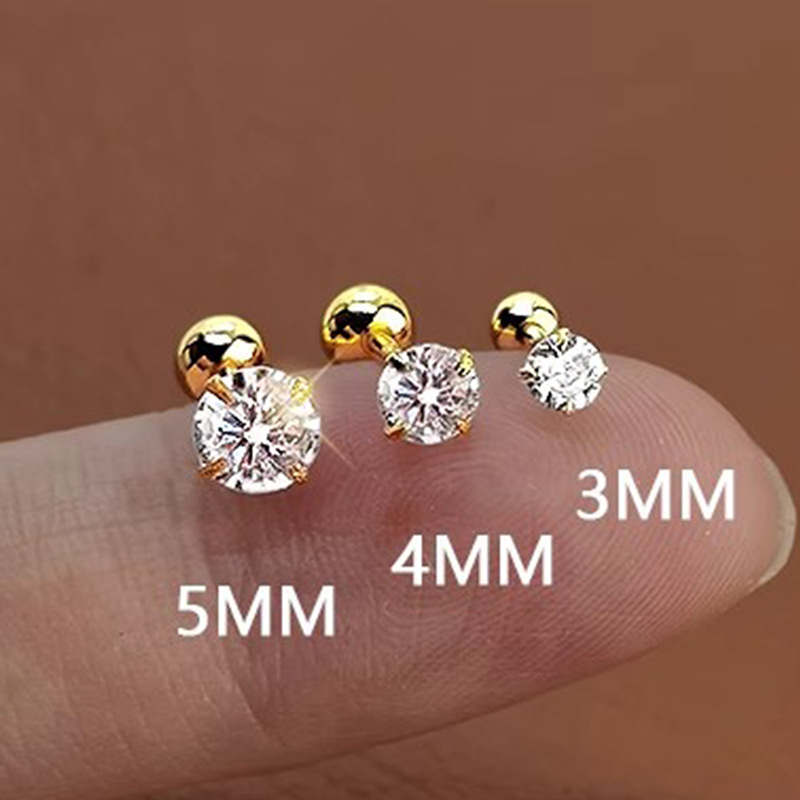 Moodsad lihtsad läikivad kullast roostevabast terasest inkrusteeritud valged tsirkoonist kõrvarõngad naistele