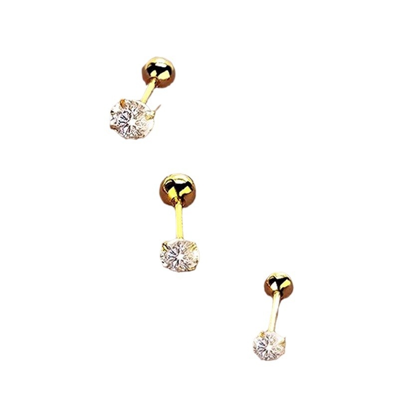 Moodsad lihtsad läikivad kullast roostevabast terasest inkrusteeritud valged tsirkoonist kõrvarõngad naistele