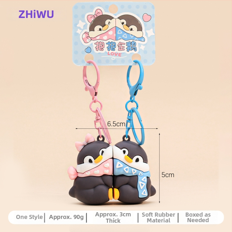 Нов магнитен ключодържател за прегръщащ пингвин, сладък студент, малък подарък, кукла, чанта на едро, висулка
