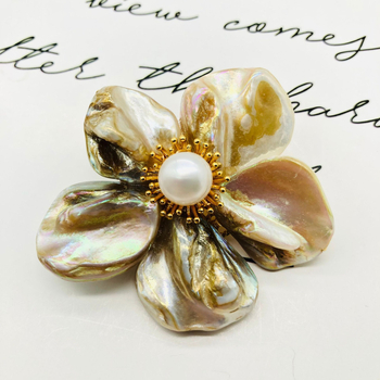 Svijetlosmeđa školjkasta broš s pet latica cvijeta za žene, jednostavna modna korsaž, ručno namotana, tkana tvornica veleprodaja