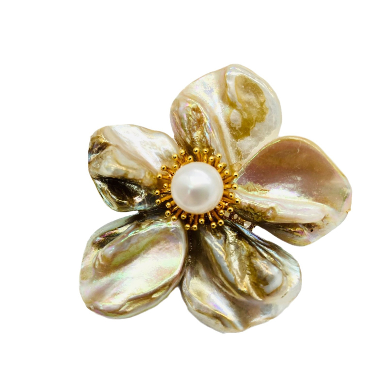 Svijetlosmeđa školjkasta broš s pet latica cvijeta za žene, jednostavna modna korsaž, ručno namotana, tkana tvornica veleprodaja