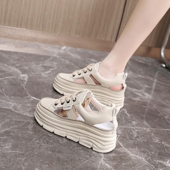 Prekogranične proljetne nove male bijele cipele s debelim potplatom, prozračne cipele za kruh, cipele s pola vučenja, jedna pedala, ženske cipele, vanjska trgovina, granična trgovina