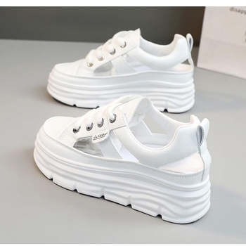 Διασυνοριακά ανοιξιάτικα νέα μικρά λευκά παπούτσια με χοντρή σόλα, αναπνεύσιμα παπούτσια σανίδας, παπούτσια ψωμιού, γυναικεία παπούτσια με μισό πεντάλ drag one, εξωτερικό εμπόριο, εμπόριο συνόρων