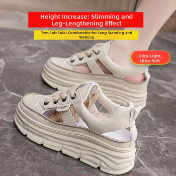 Διασυνοριακά ανοιξιάτικα νέα μικρά λευκά παπούτσια με χοντρή σόλα, αναπνεύσιμα παπούτσια σανίδας, παπούτσια ψωμιού, γυναικεία παπούτσια με μισό πεντάλ drag one, εξωτερικό εμπόριο, εμπόριο συνόρων