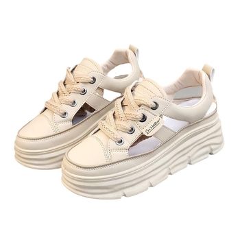 Διασυνοριακά ανοιξιάτικα νέα μικρά λευκά παπούτσια με χοντρή σόλα, αναπνεύσιμα παπούτσια σανίδας, παπούτσια ψωμιού, γυναικεία παπούτσια με μισό πεντάλ drag one, εξωτερικό εμπόριο, εμπόριο συνόρων
