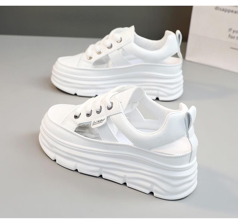 Prekogranične proljetne nove male bijele cipele s debelim potplatom, prozračne cipele za kruh, cipele s pola vučenja, jedna pedala, ženske cipele, vanjska trgovina, granična trgovina